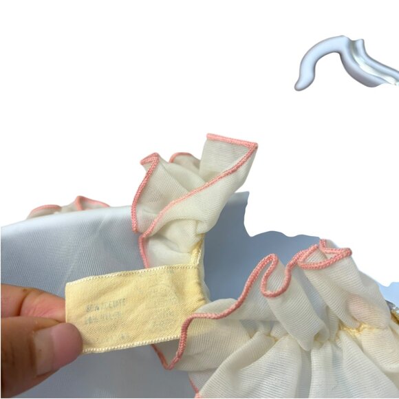 Vintage Union Jeri Morton Sleep Jumpsuit White Pink Lace Sheer Size Medium - Picture 6 of 14